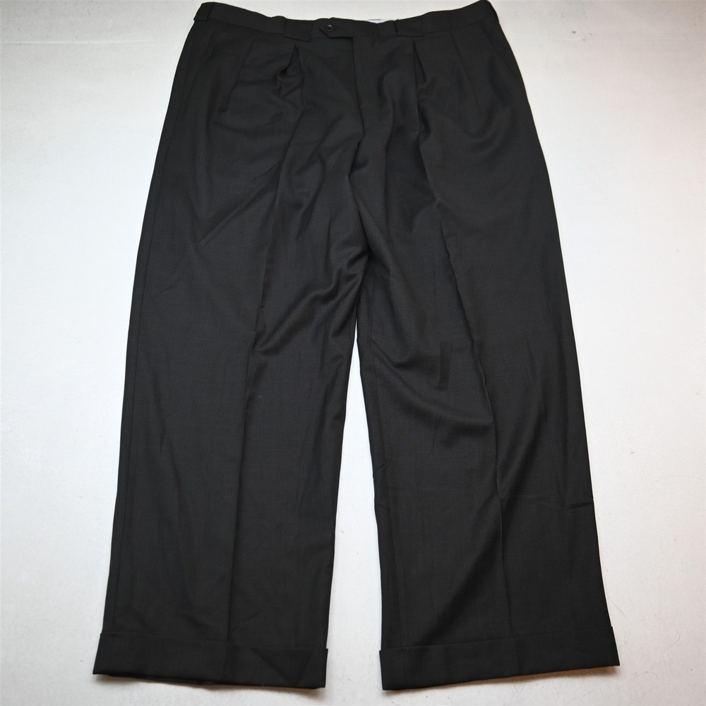 Coppley 46x36 Gray Birdseye 100% Wool Pleated Cuffed High Waist Baggy Pants